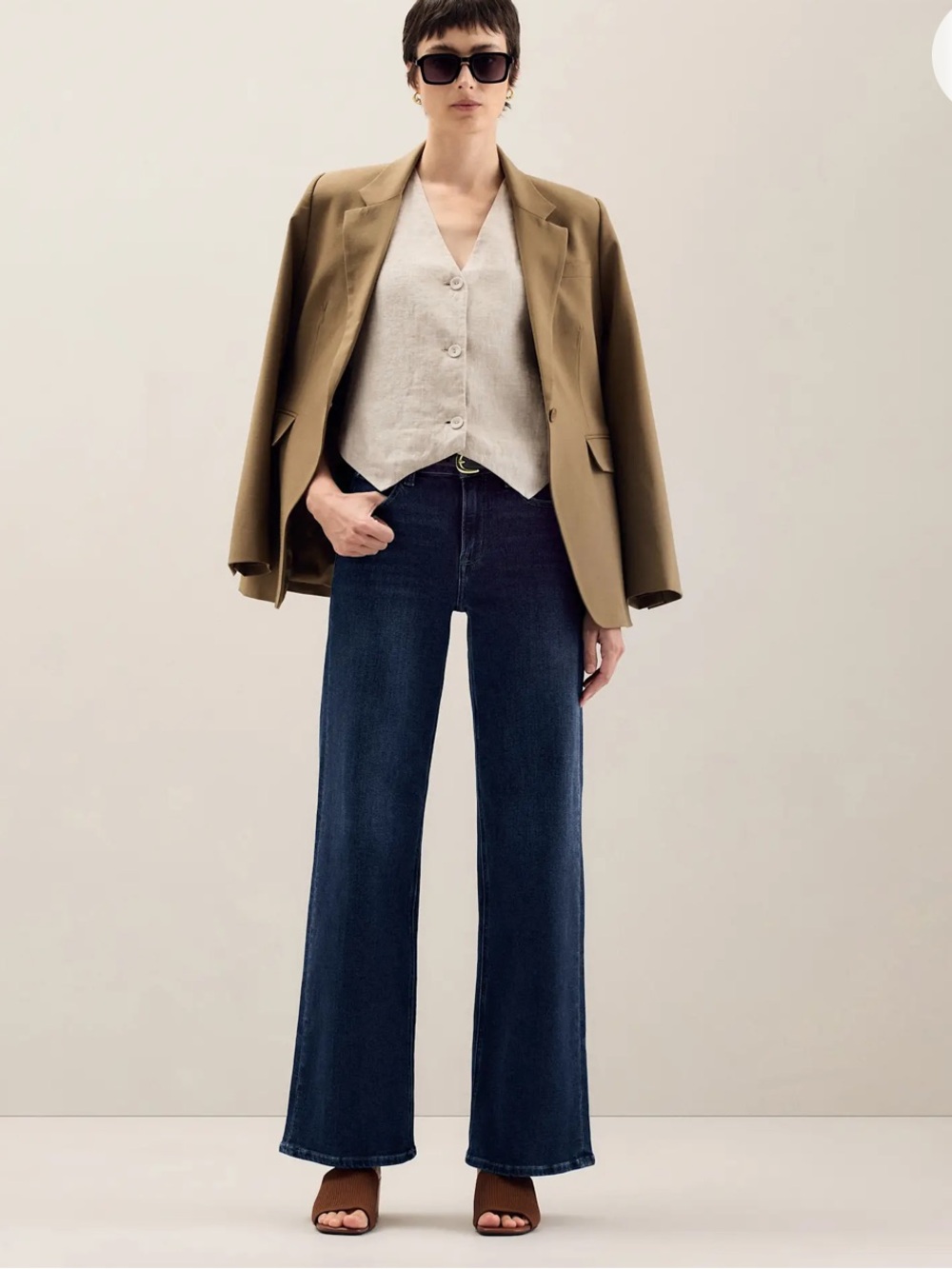 Quince Bella Stretch Wide Leg Jeans Midnight Blue